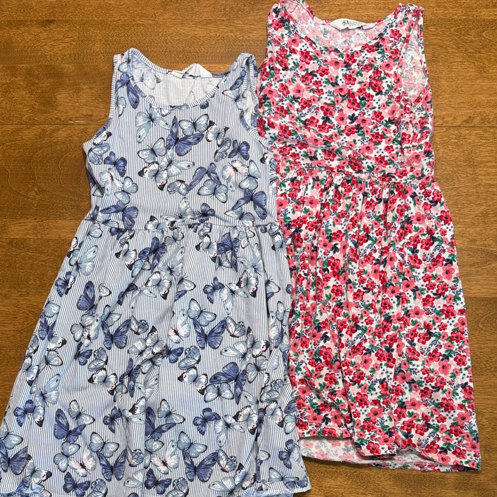 H&M Blue Butterfly and Pink Floral Kids Dresses